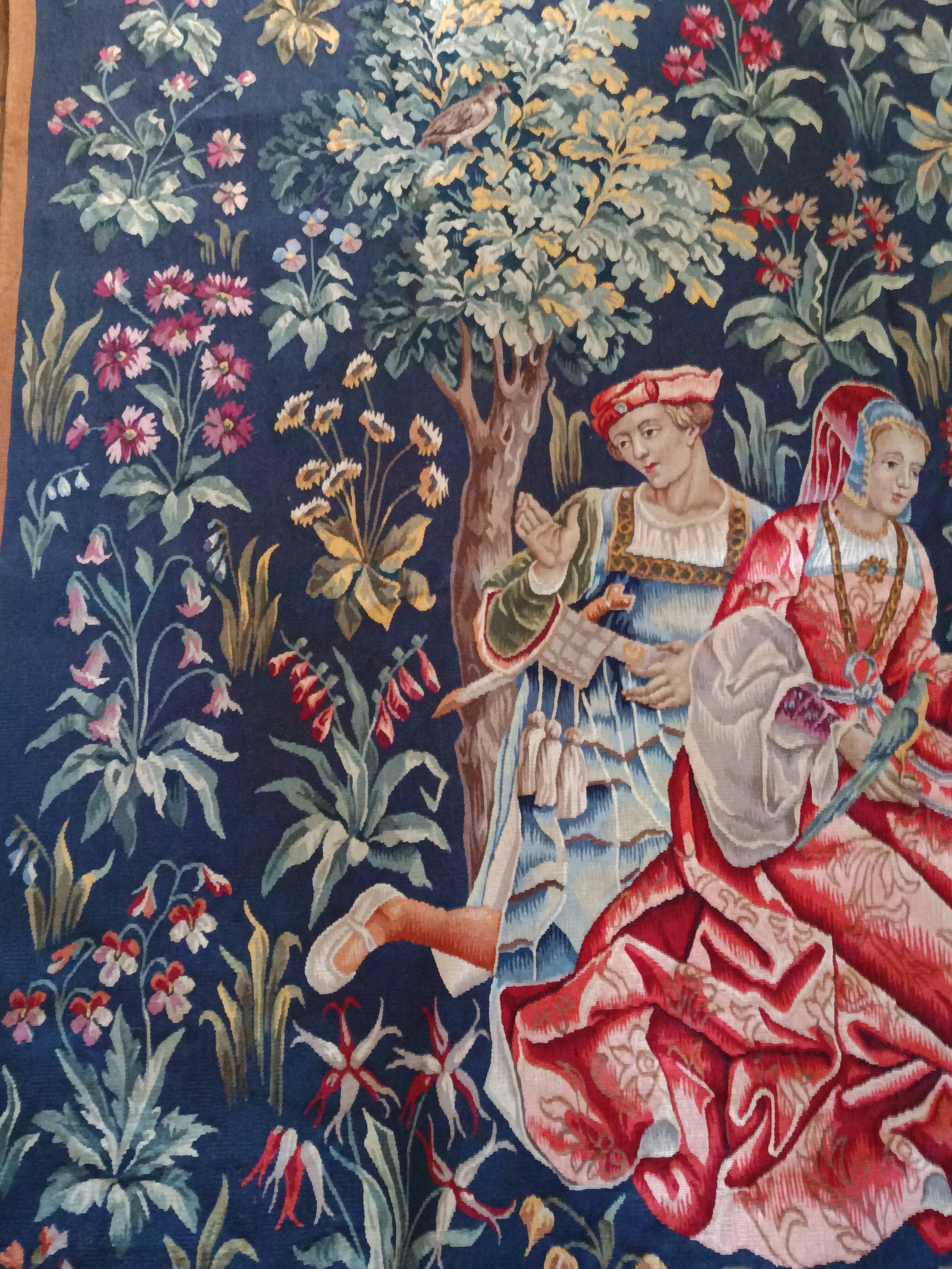 Grande tapisserie Jules Pansu –  La Dame au coffret  – Point d’Halluin