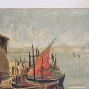Oil on Canvas Marine Port of Martigues Signed (to be identified) Accid