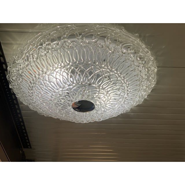 Contemporary transparent filigree flush mount in murano glass
