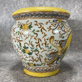Pot/Cachepot. Italian Renaissance Majolica ceramic. Asiatic style