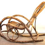 Rocking chair in bamboo and rattan, 1950