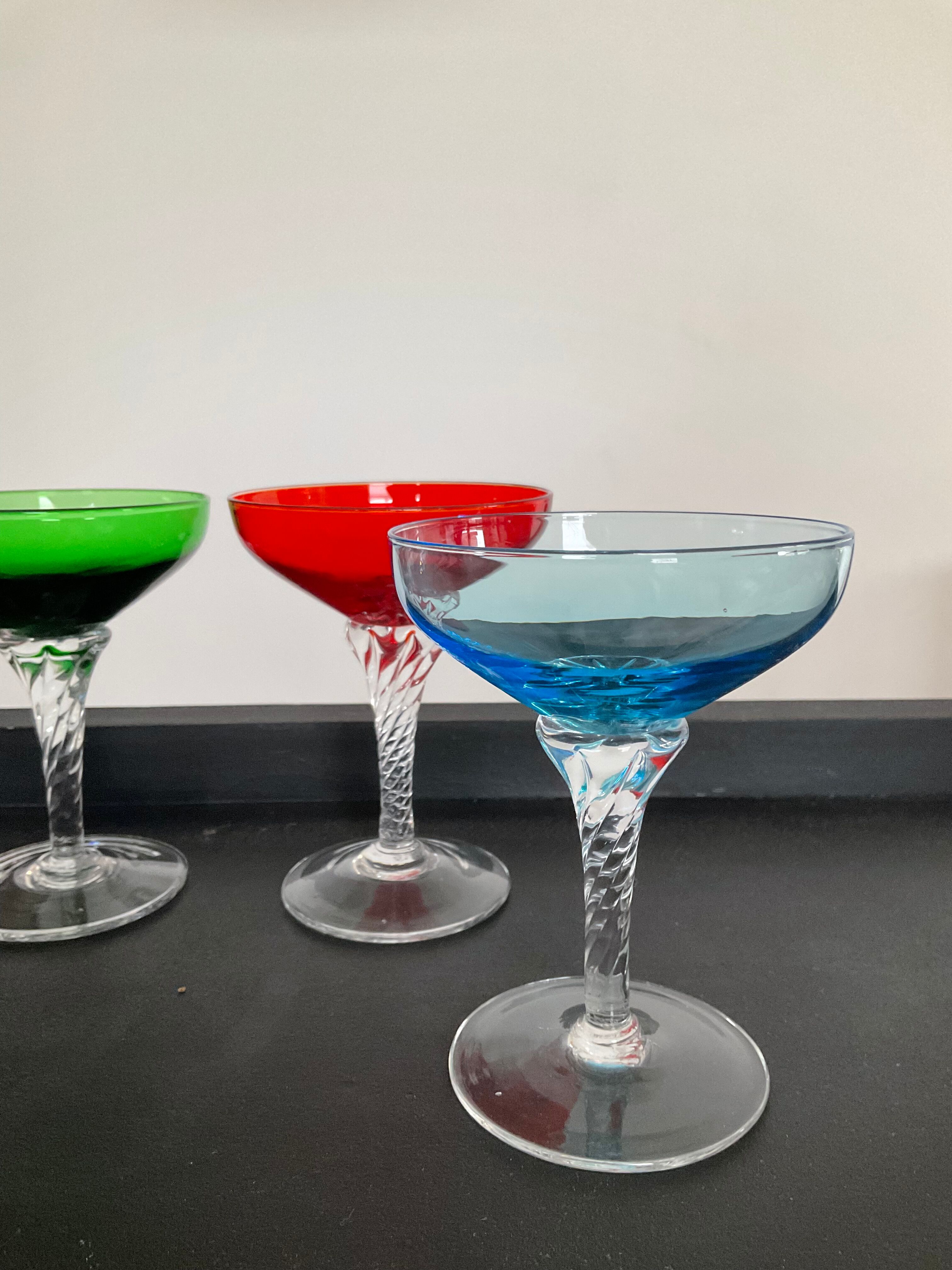 Series of 4 vintage glasses cut from the 50s-60s