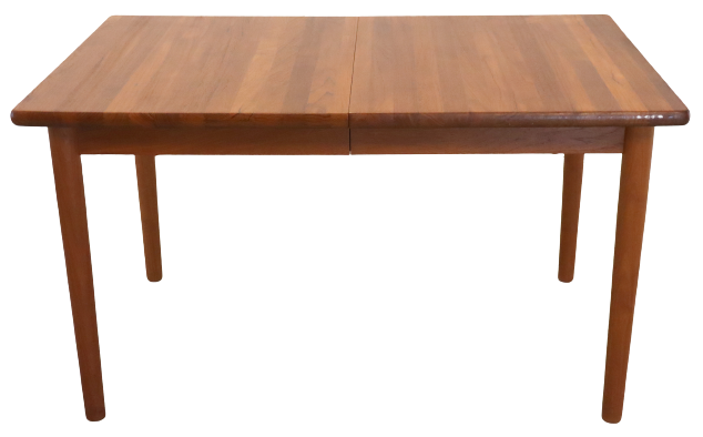 Vintage mid century modern KS Denmark rectangular teak extendable dining table 'Marbjerg'
