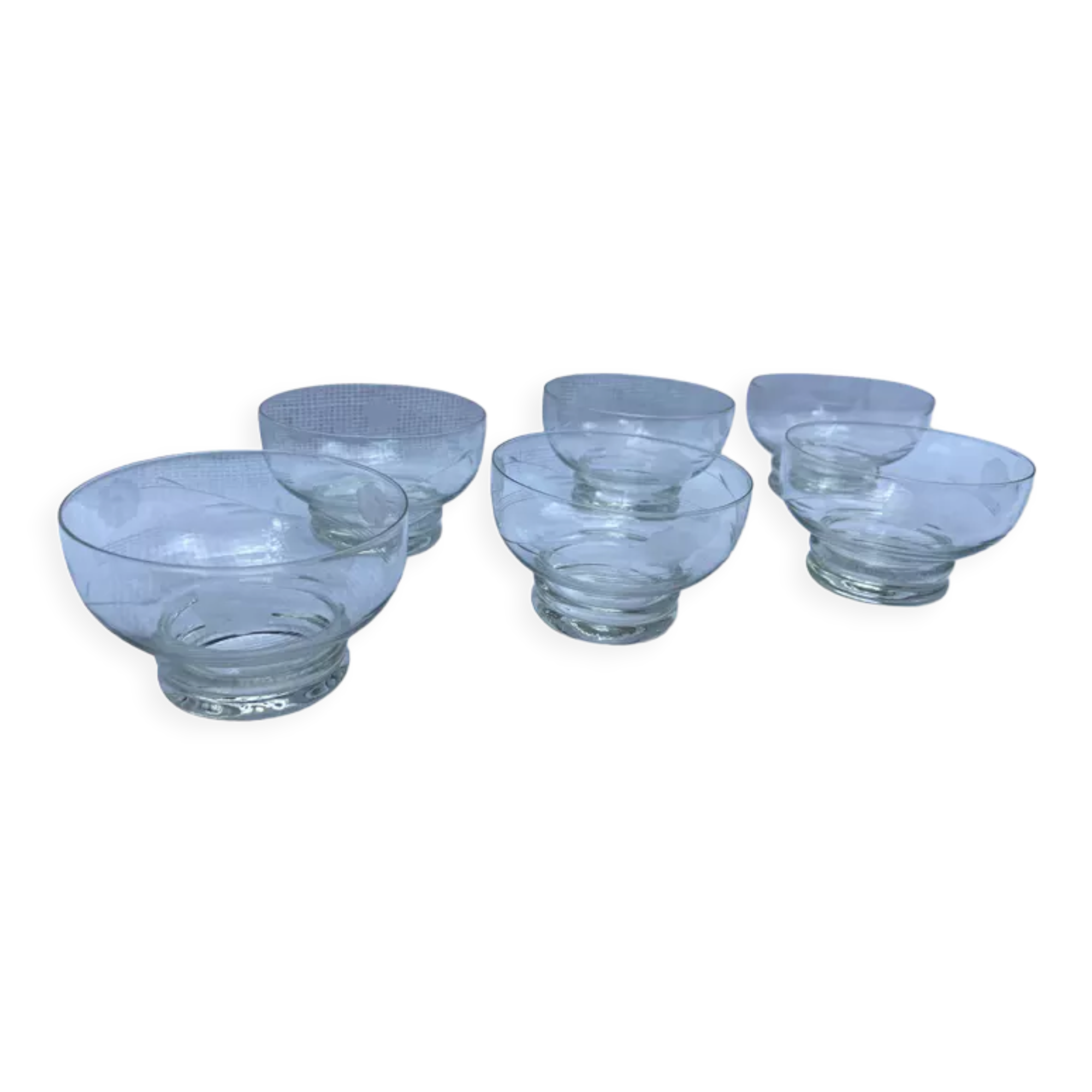 Pop-up Christmas 2022 - Set of 6 vintage champagne glasses in engraved crystal 1950