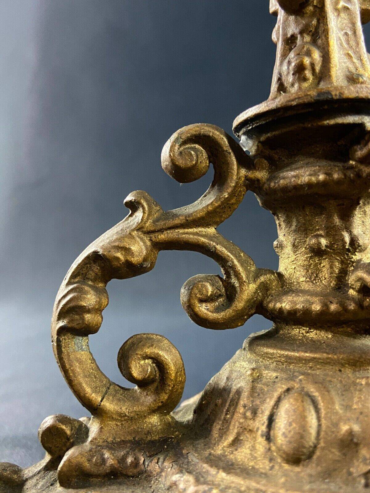 Pair of late 19th century Louis XIII Renaissance style spelter candlesticks