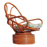 Rattan armchair, reclining and swivel, 70s