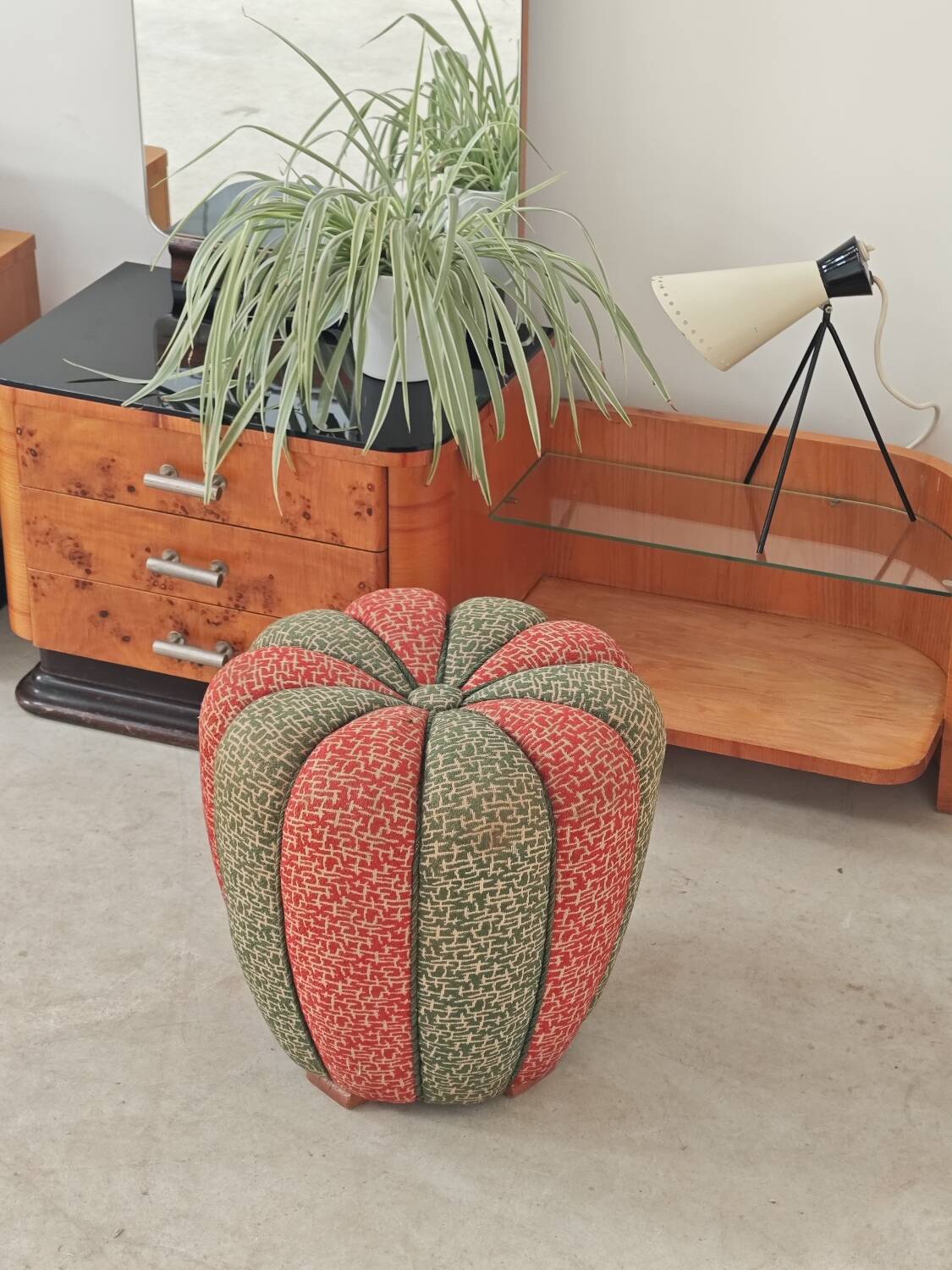Stool, footrest, tulip pouf Jindrich Halabala Cesky Nabytek