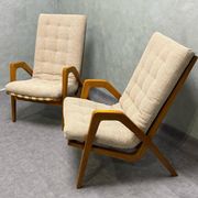 Pair of armchairs by Jan Vaněk, 1940s, fully restored, Czechoslovakia