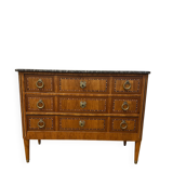 Commode de style Louis XVI marquetée – plateau marbre noir et blanc