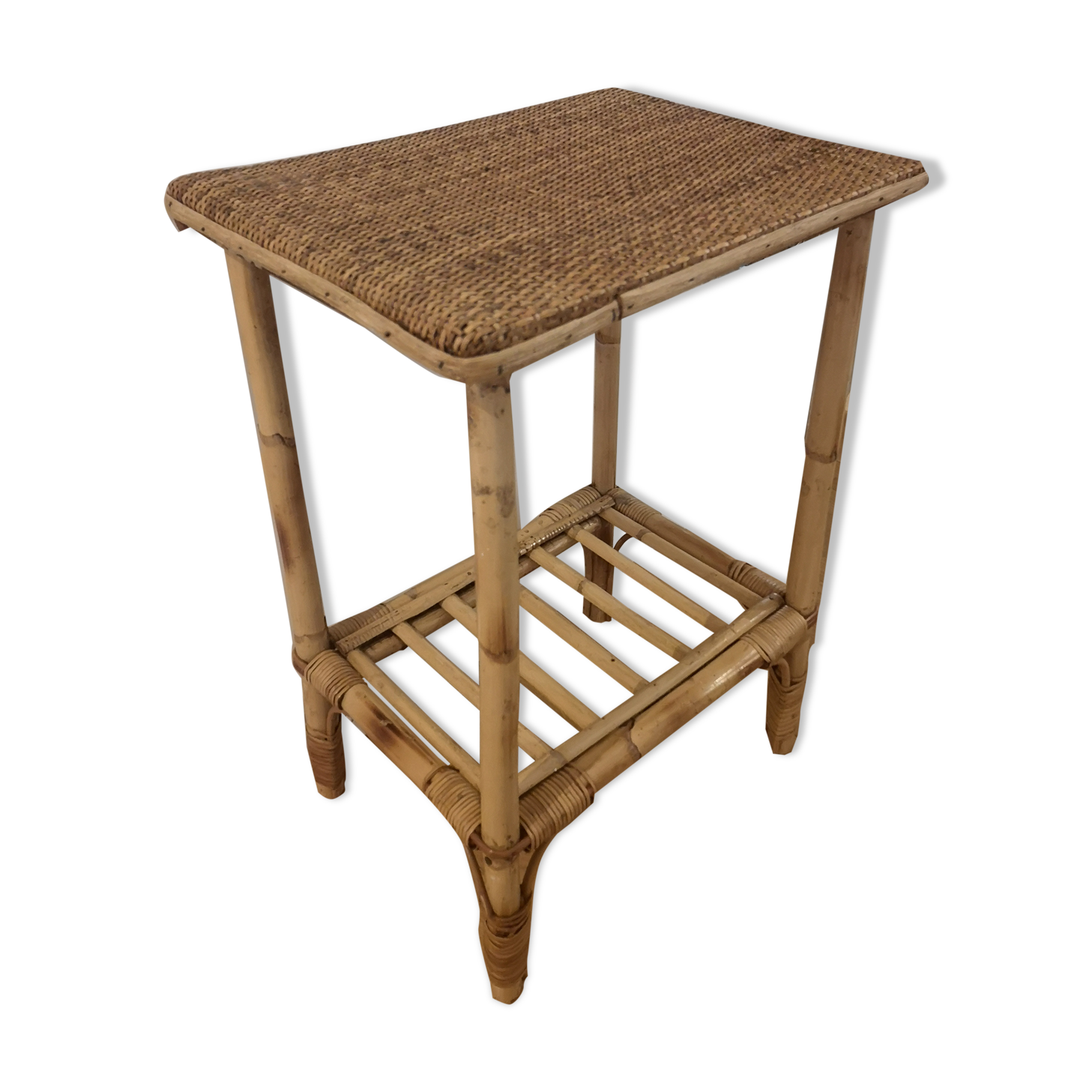 Rattan side table