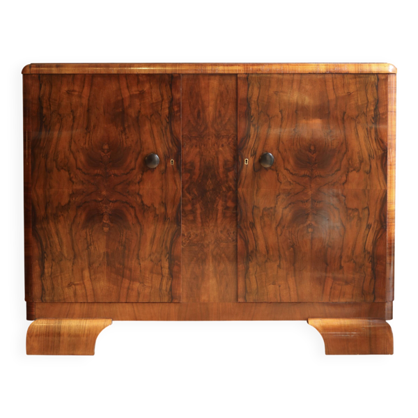 Buffet art déco en loupe de noyer