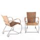Pair of rattan and iron armchairs
