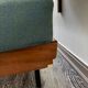 Vintage wooden sofa – modernist design, green mottled fabric