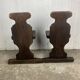 Pair of brutalist oak stools