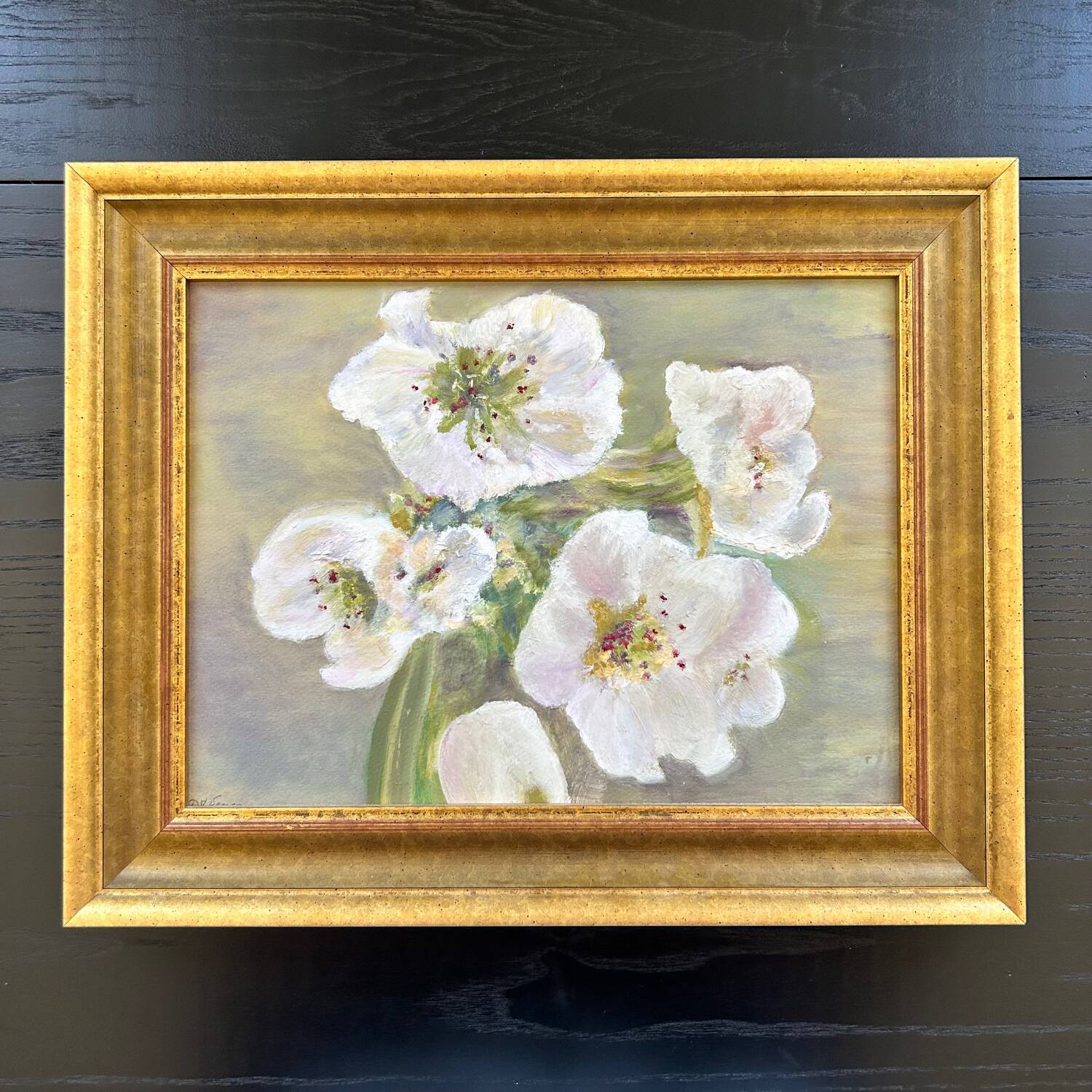 White amaryllis bouquet painting