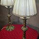 Pair of chiselled bronze lamps, bedside, bedroom, new lampshade 43x15, electrical in working order.