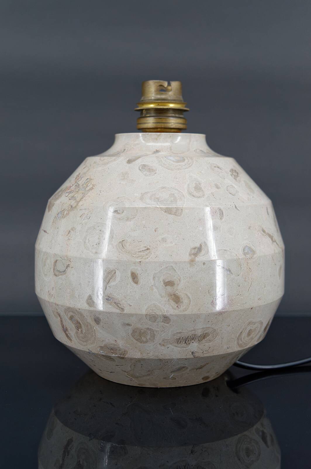 Modernist Art Deco ball lamp in carved marble, France, Circa 1930