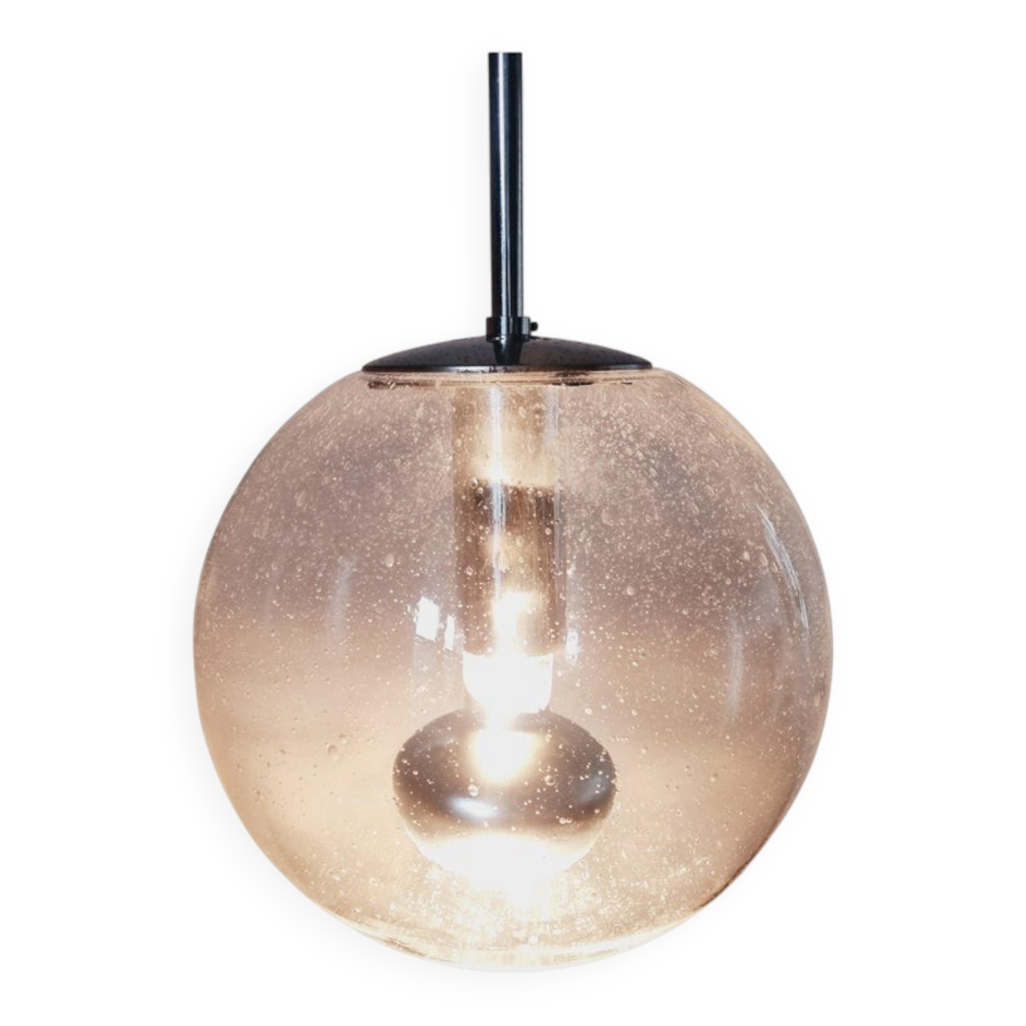 Midcentury Bubble Glass Globe Pendant by Glashütte Limburg, Germany, 1970s