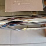 Side Table End Table Nightstand in Chrome Metal Tempered Glass