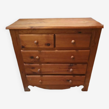 Commode 5 tiroirs en bois massif