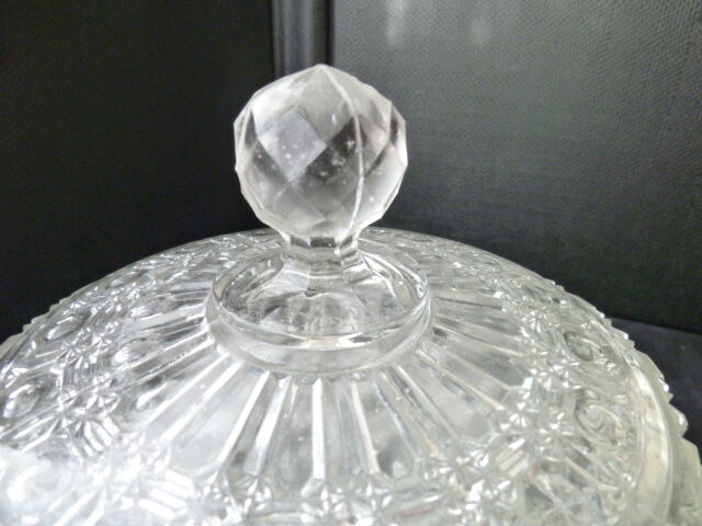 Antique cheese bell on its molded pressed glass tray