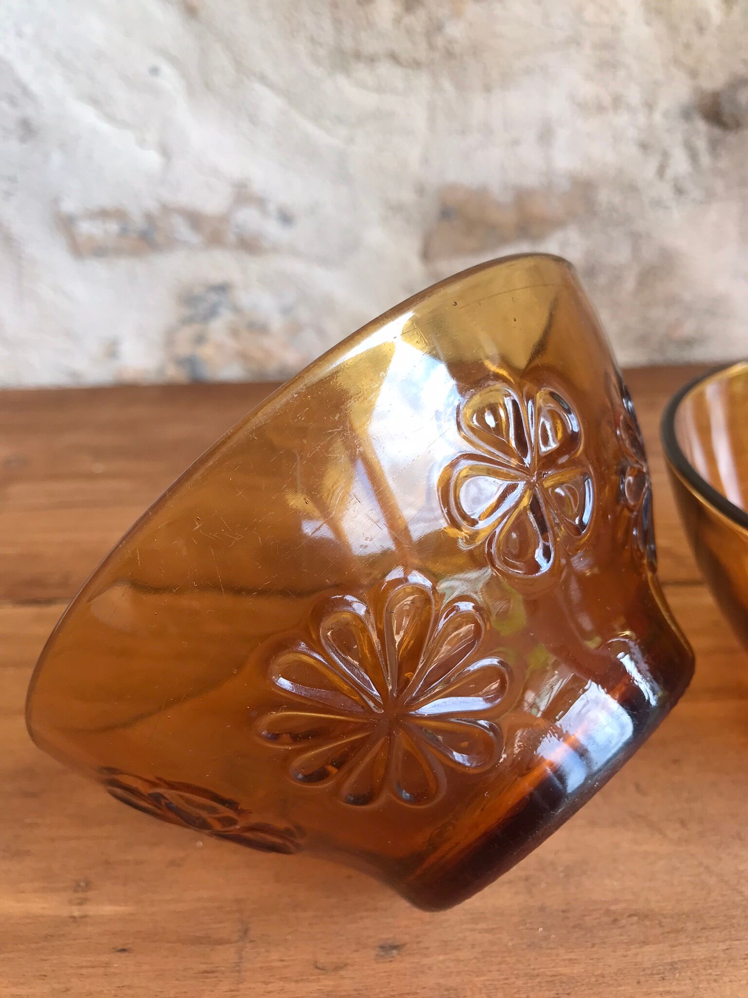 Duo de bols en verre ambré