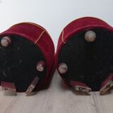 Pair of cabaret armchairs red velvet gold border