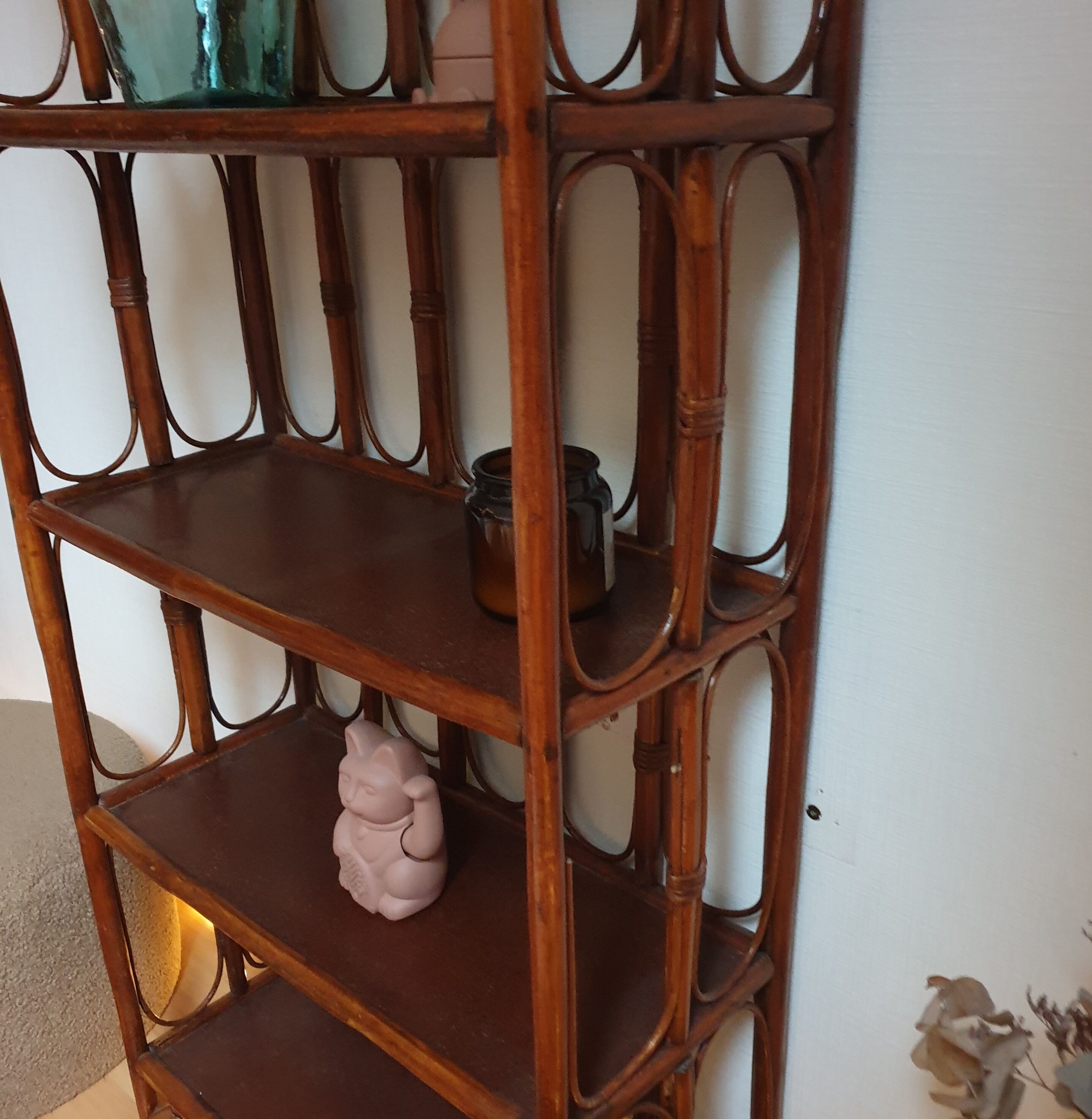 Vintage rattan bookcase