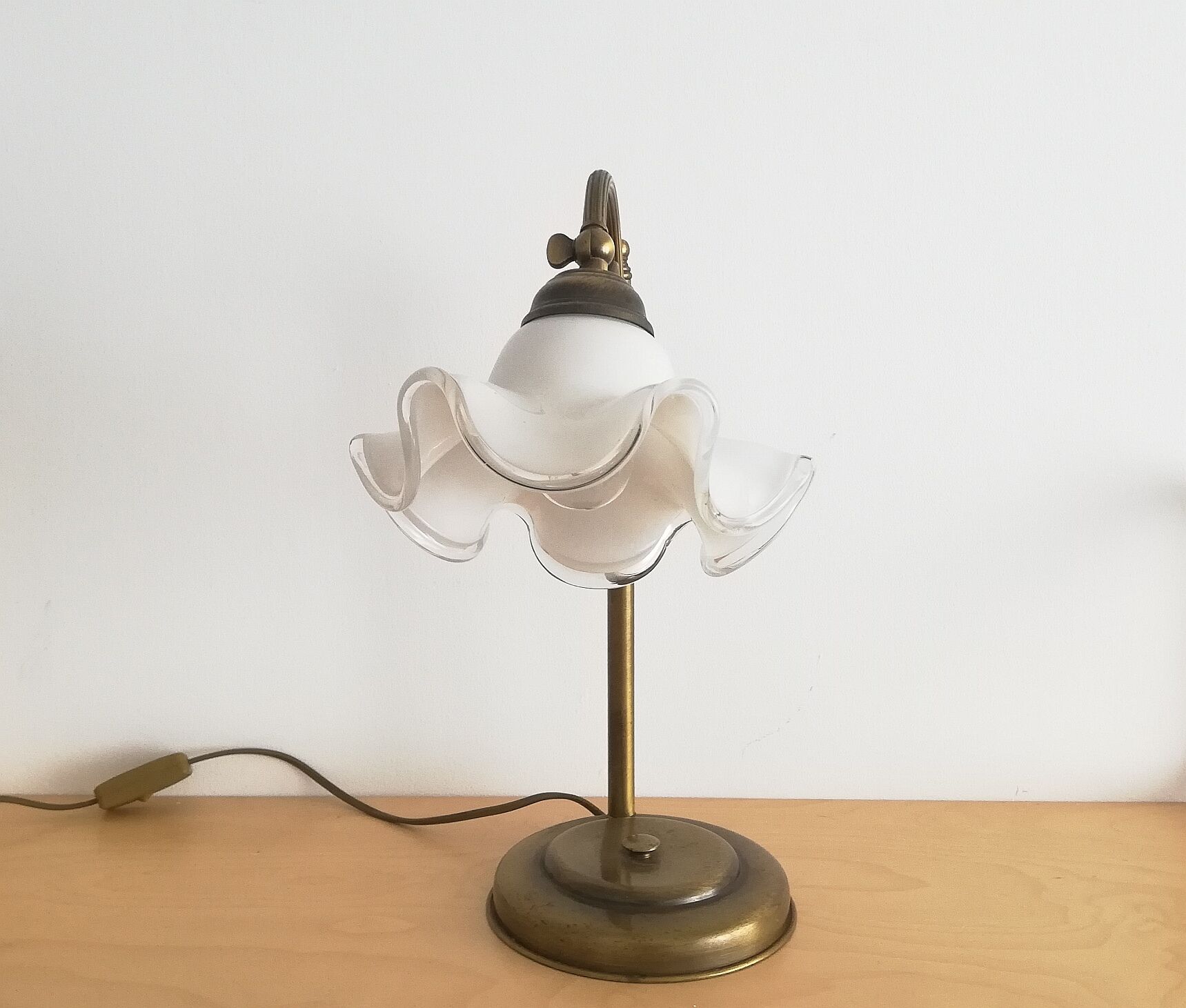 1960s brass and glass table lamp vintage