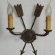 French Vintage Bronze Empire Arrow & Quiver Criss Cross Double Wall Sconces