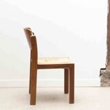 Chaise vintage tout bois caramel et assise paillée