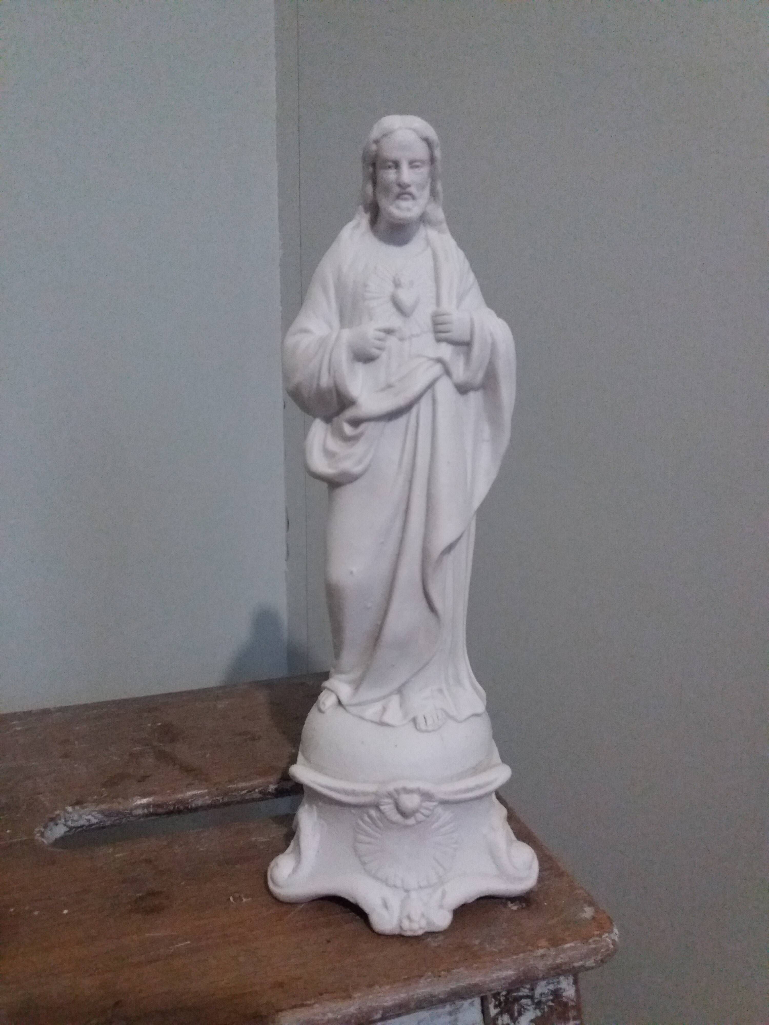 Religious statue, Jesus Christ in biscuit by Mauger and Pezé.