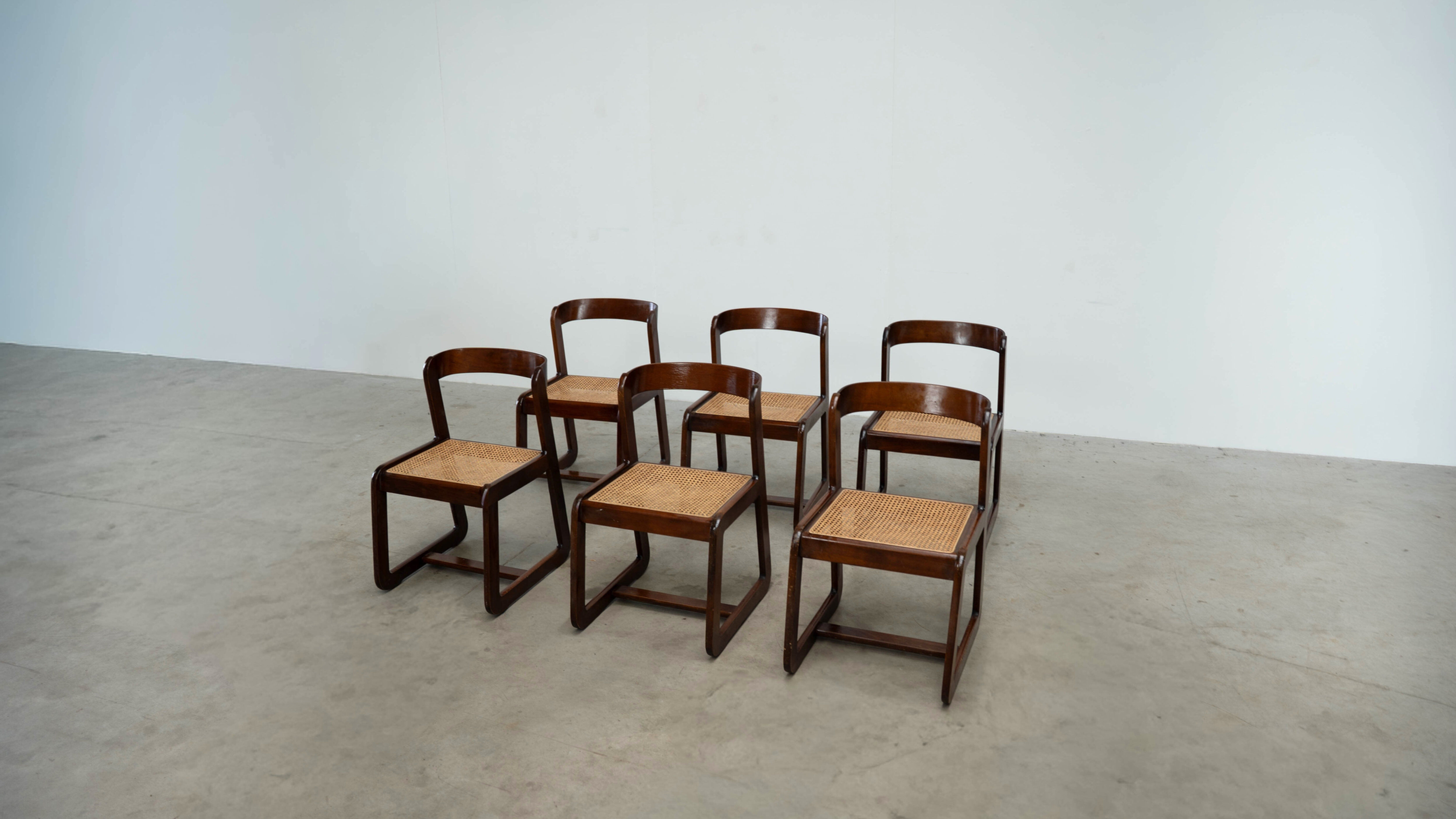 Set of six Italian dining chairs
