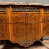 Commode sauteuse Transition estampillée en marqueterie de bois nobles