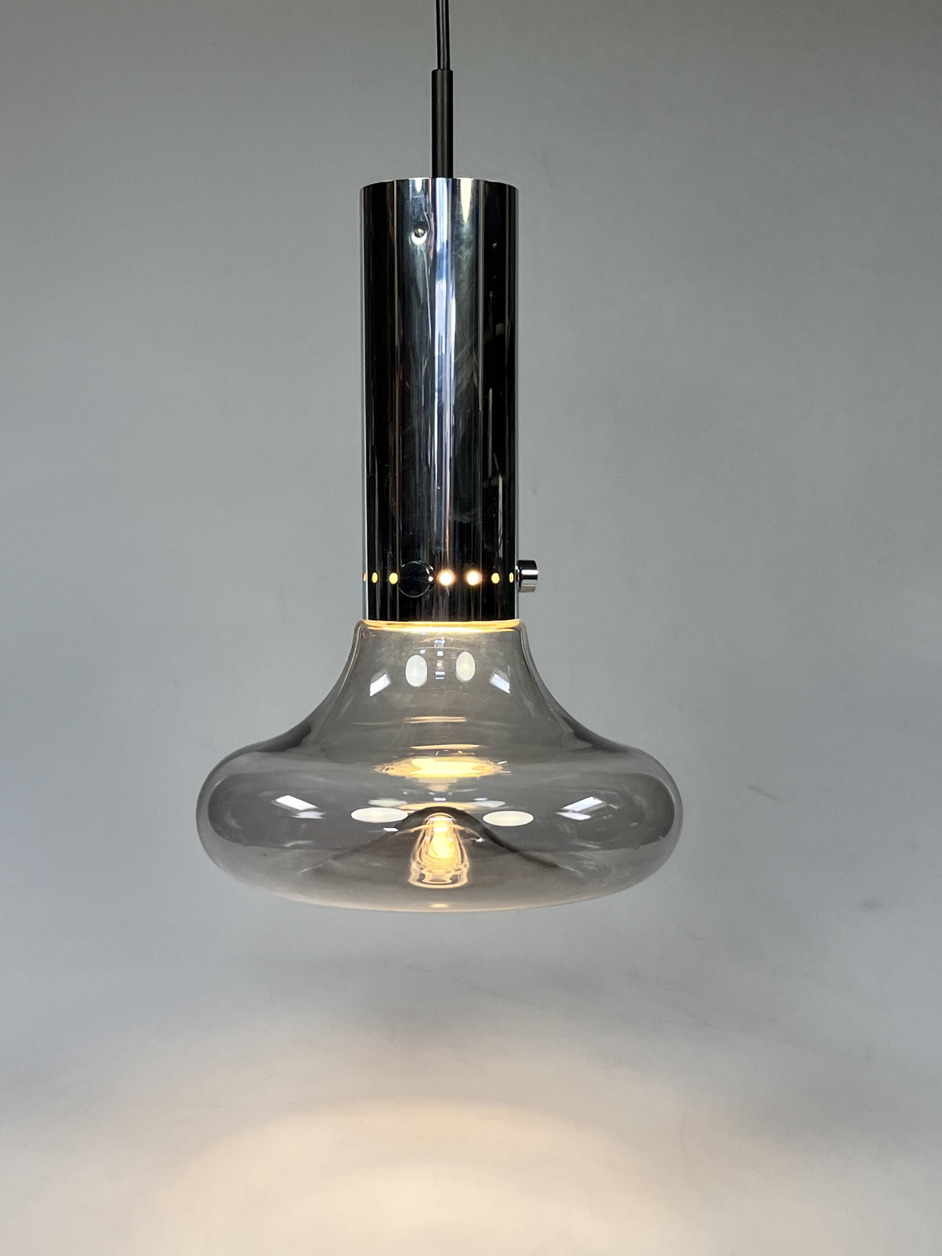 Vintage Space Age Pendant Lamp, Herbert Proft, Glashütte Limburg