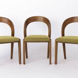 Set of 6 Mid Century Dining Chairs, Baumann Gondola Chairs 1970s, Oak Wood