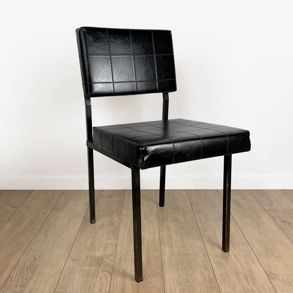 Modernist design chair metal and imitation leather 60s