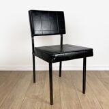 Modernist design chair metal and imitation leather 60s