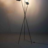 Unique tripod floor lamp by Stilnovo with white shades, Italy 1960s