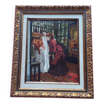 Huile sur panneau. Portrait de femmes. 20ième siècle.