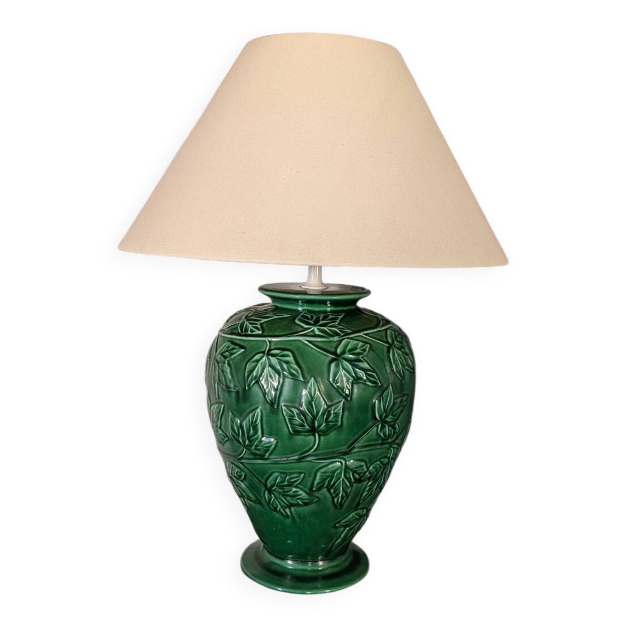 Green ceramic lamp with ivy decoration 70-80