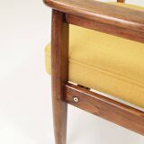 Vintage Scandinavian style yellow retro velvet armchair 1960s