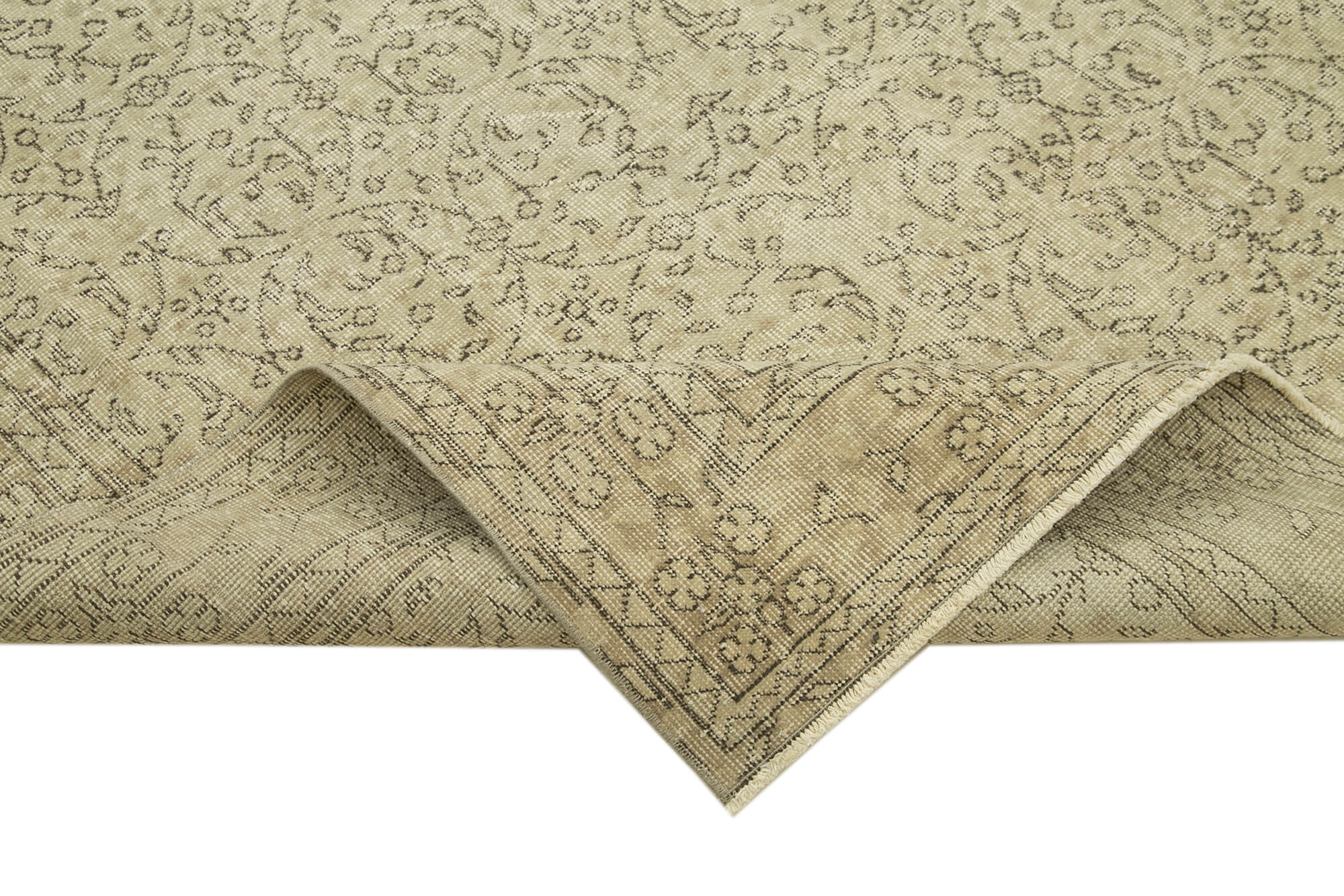 Hand-Knotted Vintage Turkish Beige Rug 203 cm x 309 cm - 38989