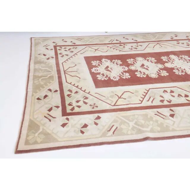 Vintage Turkish Hand-Knotted Wool Cotton Red Area Rug 202x301