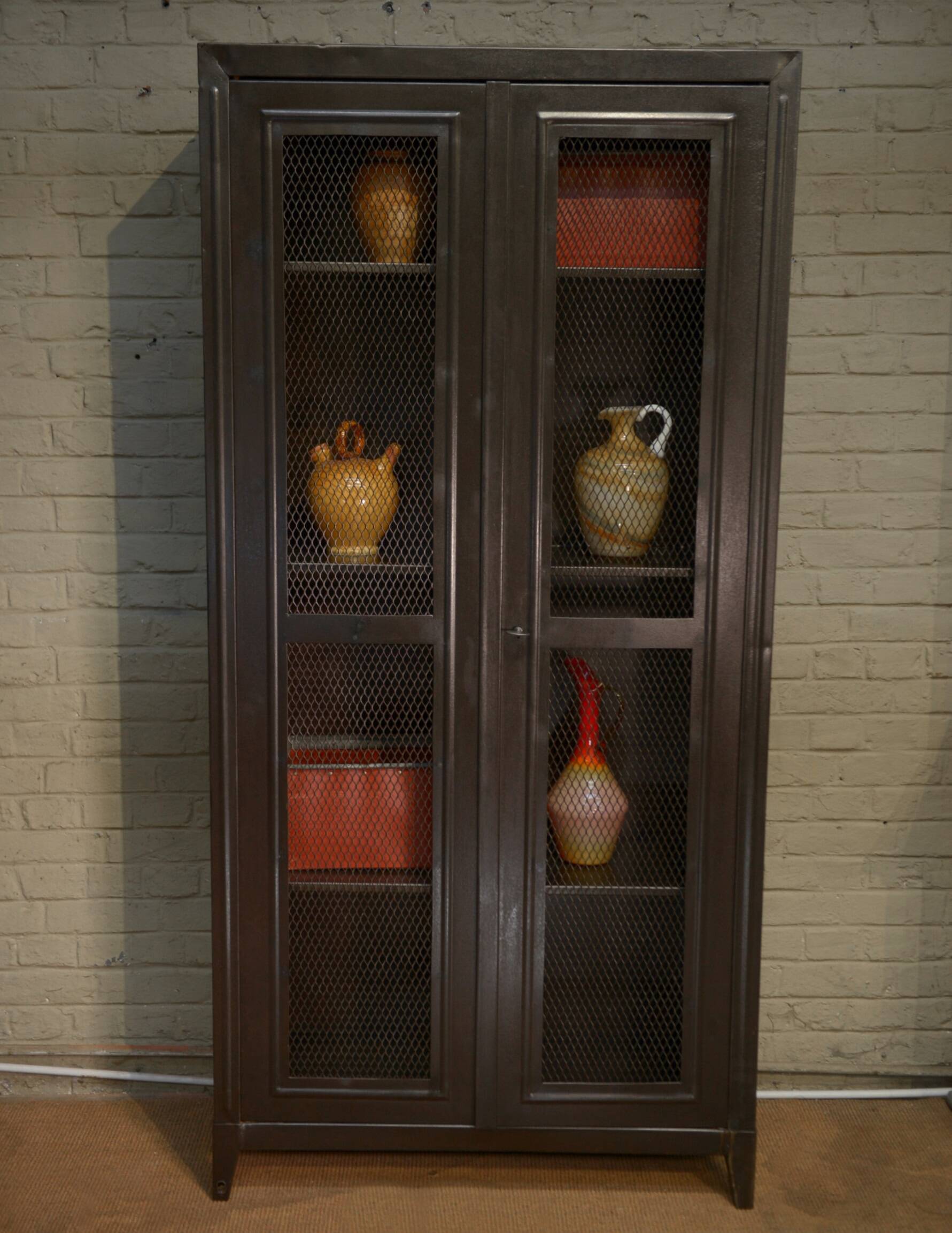 Tolix 2-door metal wire mesh cabinet