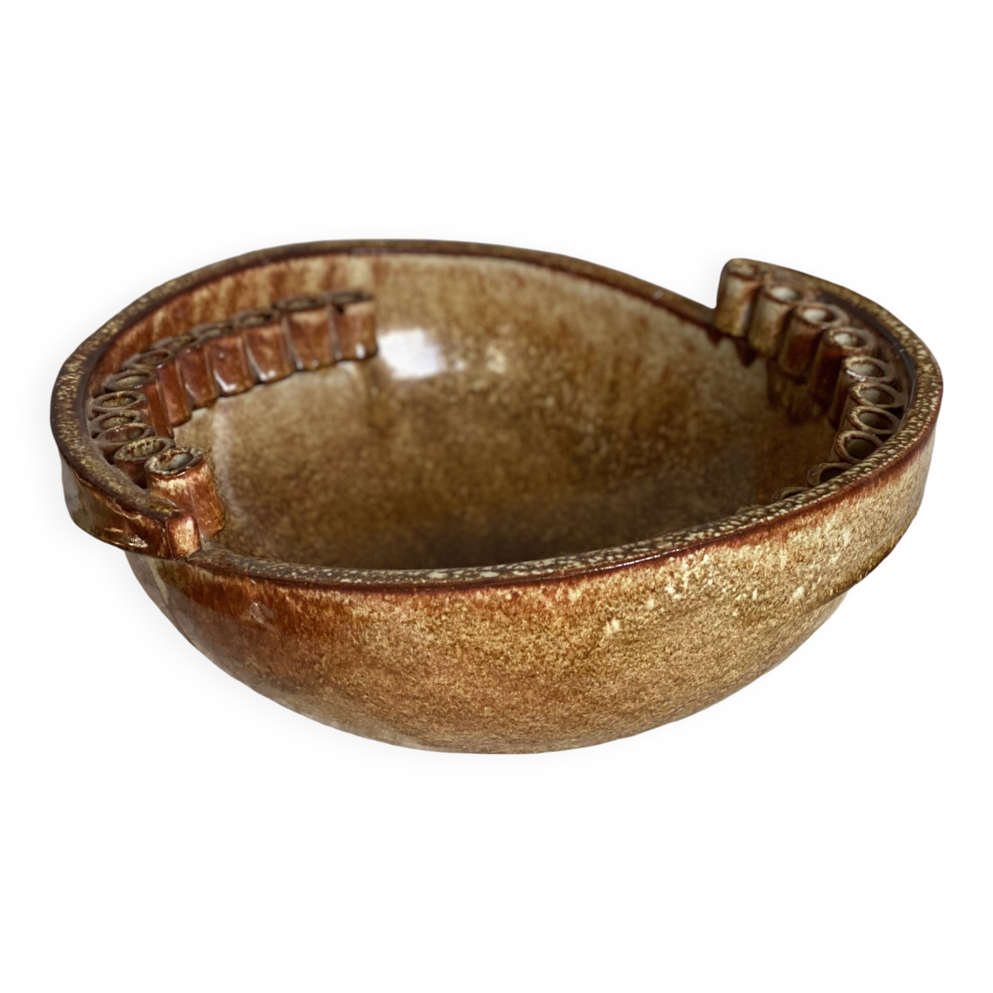 Large vintage ceramic bowl from 1970 in the Vallauris style