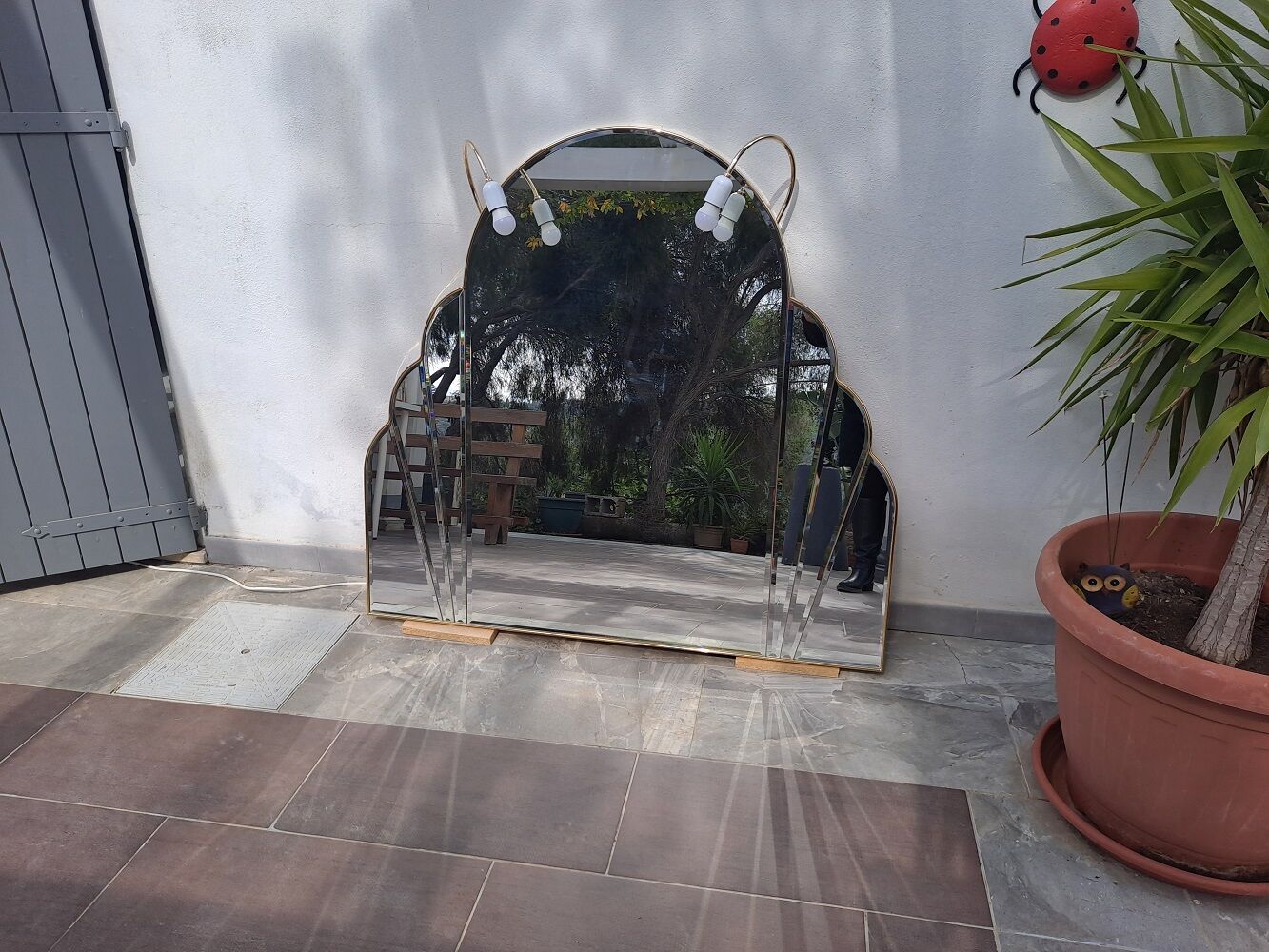 Vintage italian art deco fan mirror 110x120cm