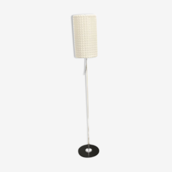 Vintage Floor Lamp in Checkered Milk Glass