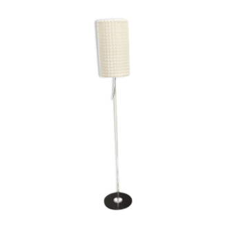 Vintage Floor Lamp in Checkered Milk Glass