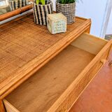 Vintage rattan chest of drawers